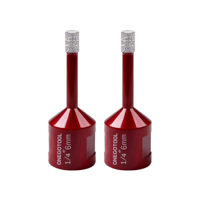 ONEGOTOOL 2pcs 1/4 Inch（6mm） Diamond Hole Saw Tile Masonry Core Drill bits for Porcelain Ceramic Concrete Granite Marble 5/8-11 Thread for Angle Grinders - Image 1